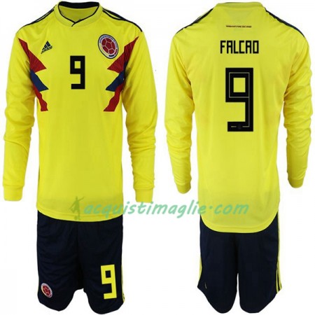 Divisa di Calcio Colombia Falcao 9 Bambino Prima Mondiali 2018 Manica Lunga